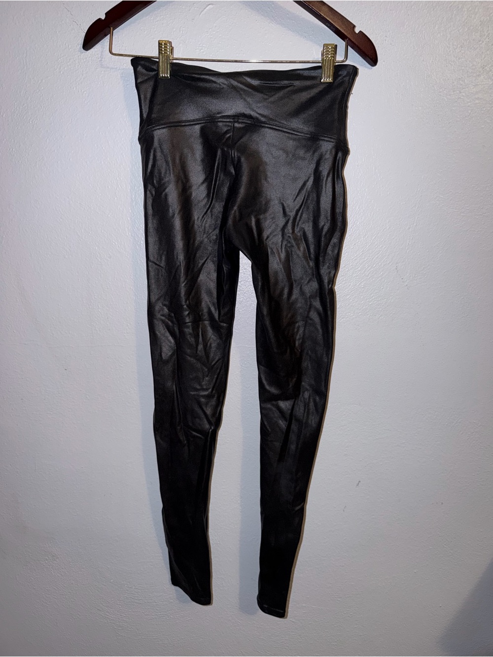 SPANX Black Shiny Faux Leather Leggings